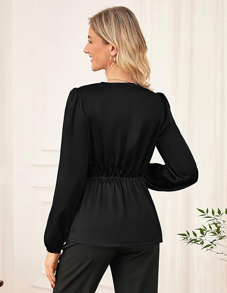 Women's Blouses Dressy Long Sleeves Slik Satin