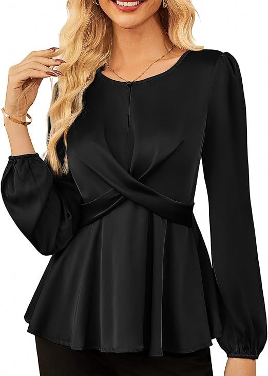Women's Blouses Dressy Long Sleeves Slik Satin